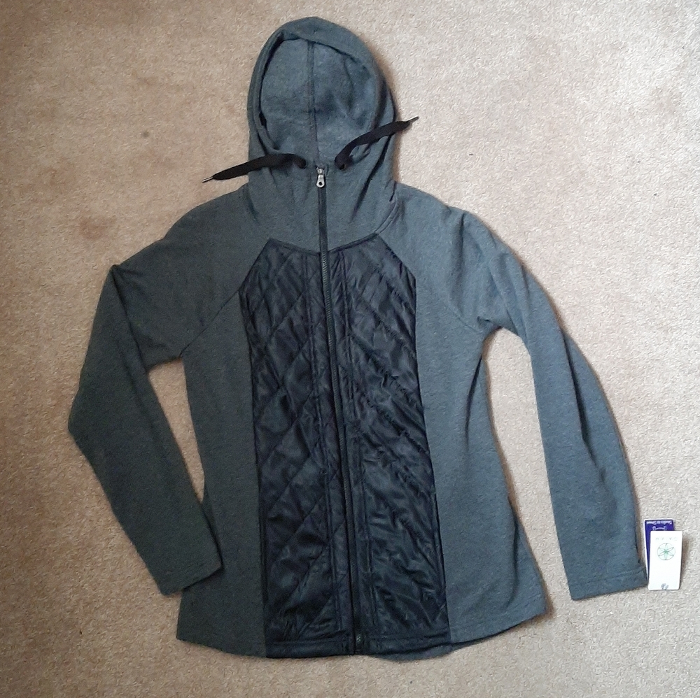 NEW GAIAM WARRIOR QUILTED HOODED JACKET COAT LONG SLEEVE HOODY (L)